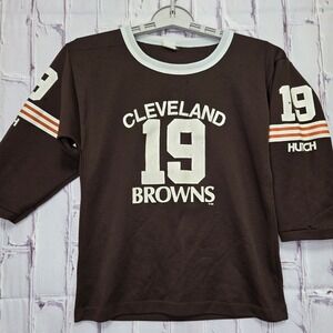 Vintage Hutch Cleveland Browns Jersey Kids Medium Brown 19 NFL Football USA Made